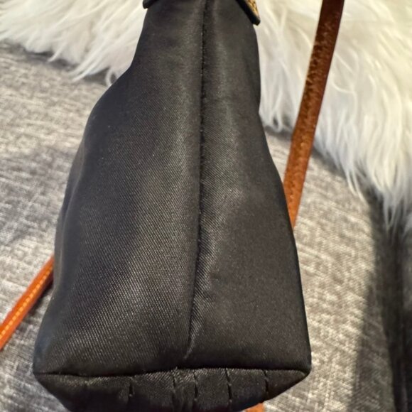 Dooney & Bourke Black Nylon Leather Suede Trim Duck Logo Crossbody Bag Pouchette - Picture 3 of 7